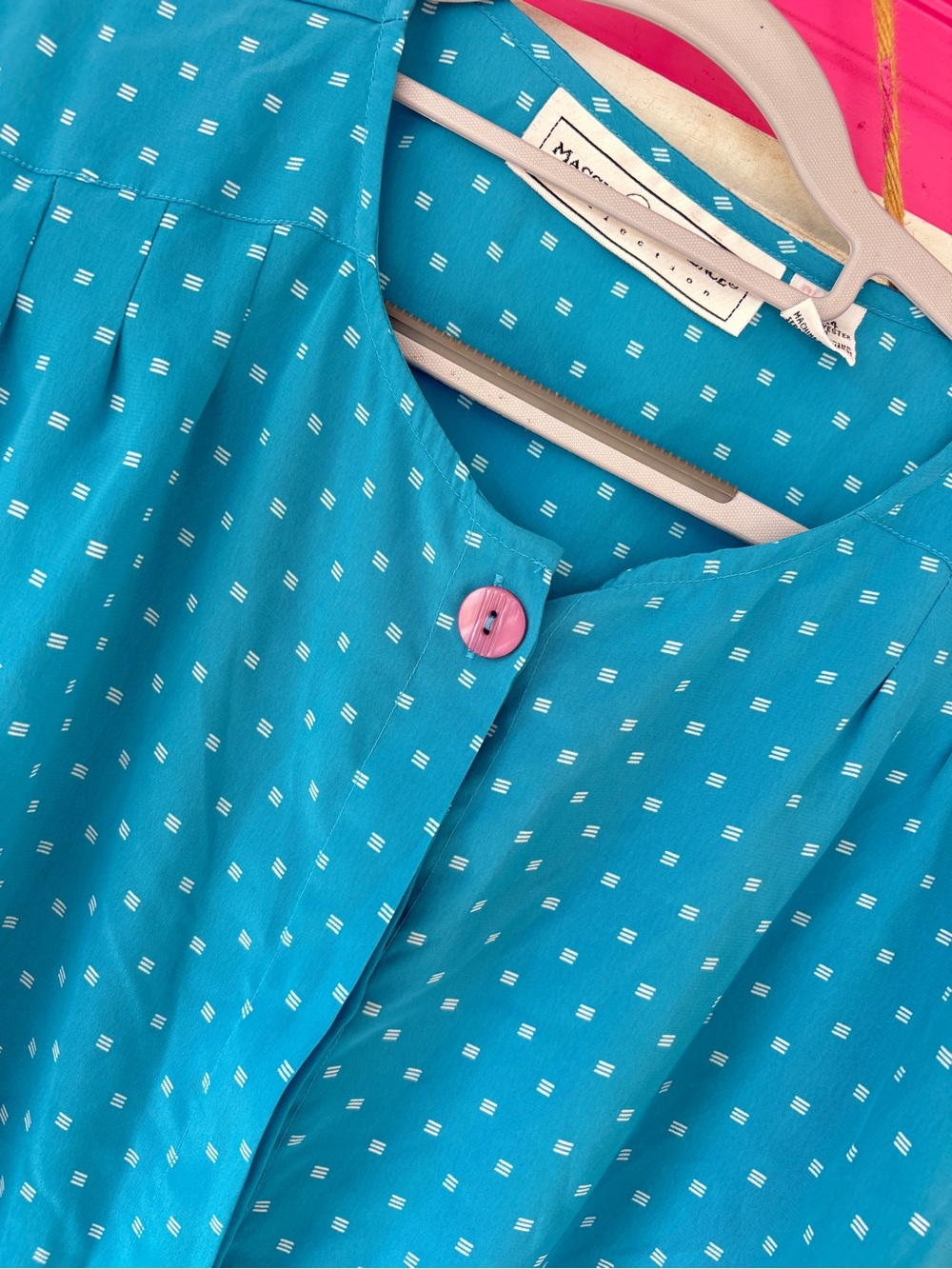 True vintage piece Blue Polka Dot Short Sleeve Blouse